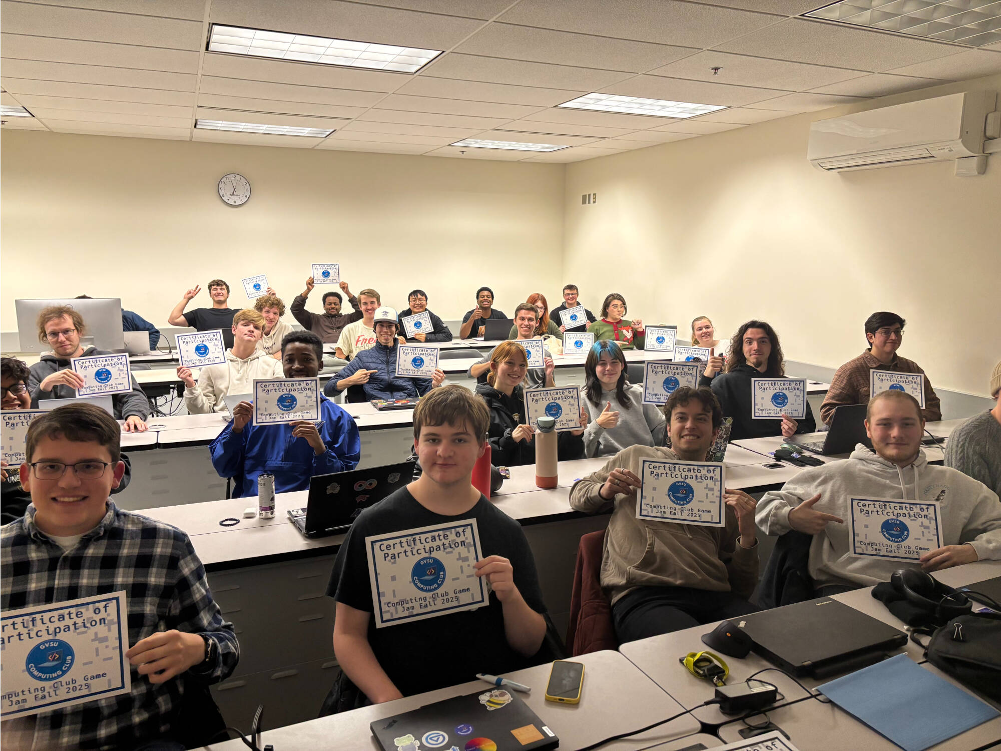 Computing black Game - Student with their certificates